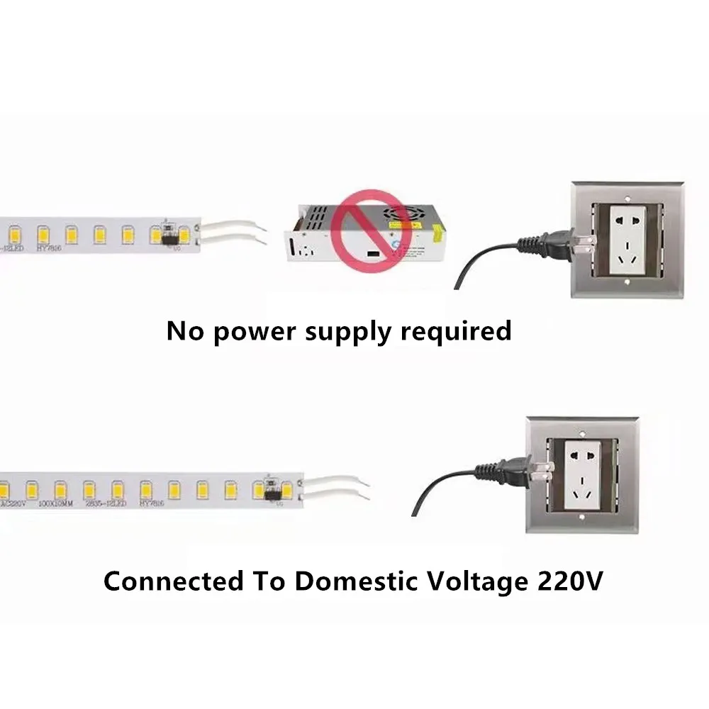 Bande lumineuse LED découpable étanche, lampe pour décoration de chambre et bar, AC 220V, 2835, 120 gible/m, 1m, 5m, 10m, 20m, IP20, IP67, 220V