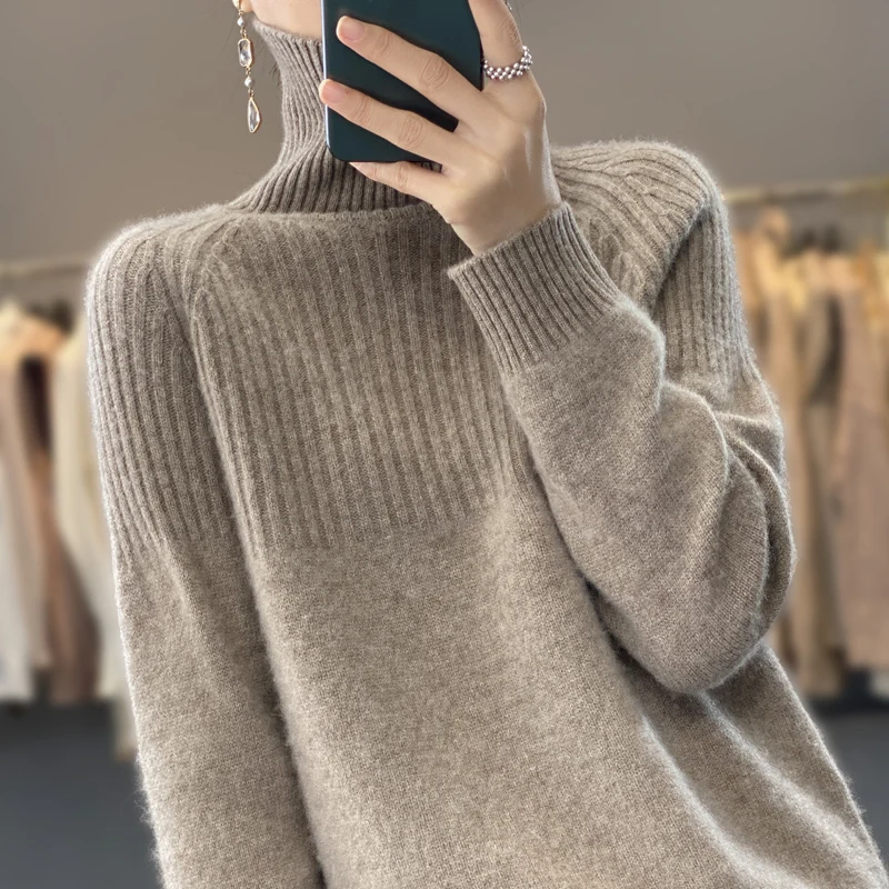 Sweater Wanita Sweater Tren Turtleneck 2022 Atasan Mode Baru Musim Gugur dan Musim Dingin Pullover Korea Pakaian Rajut Pullover Wanita