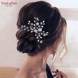 YouLaPan-horquilla de cristal para el pelo de novia, accesorios para el cabello, pinza para el pelo nupcial con cuentas para mujer y niña, tocados de novia, HP103
