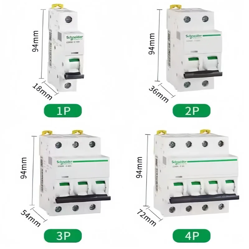 Schneider MCB Air Switch 1/2/3/4P Miniature Circuit Breaker IC65N C Household 2/3/4/6/10/16/20/25/32/40/50/60/63a Air Switch Ac