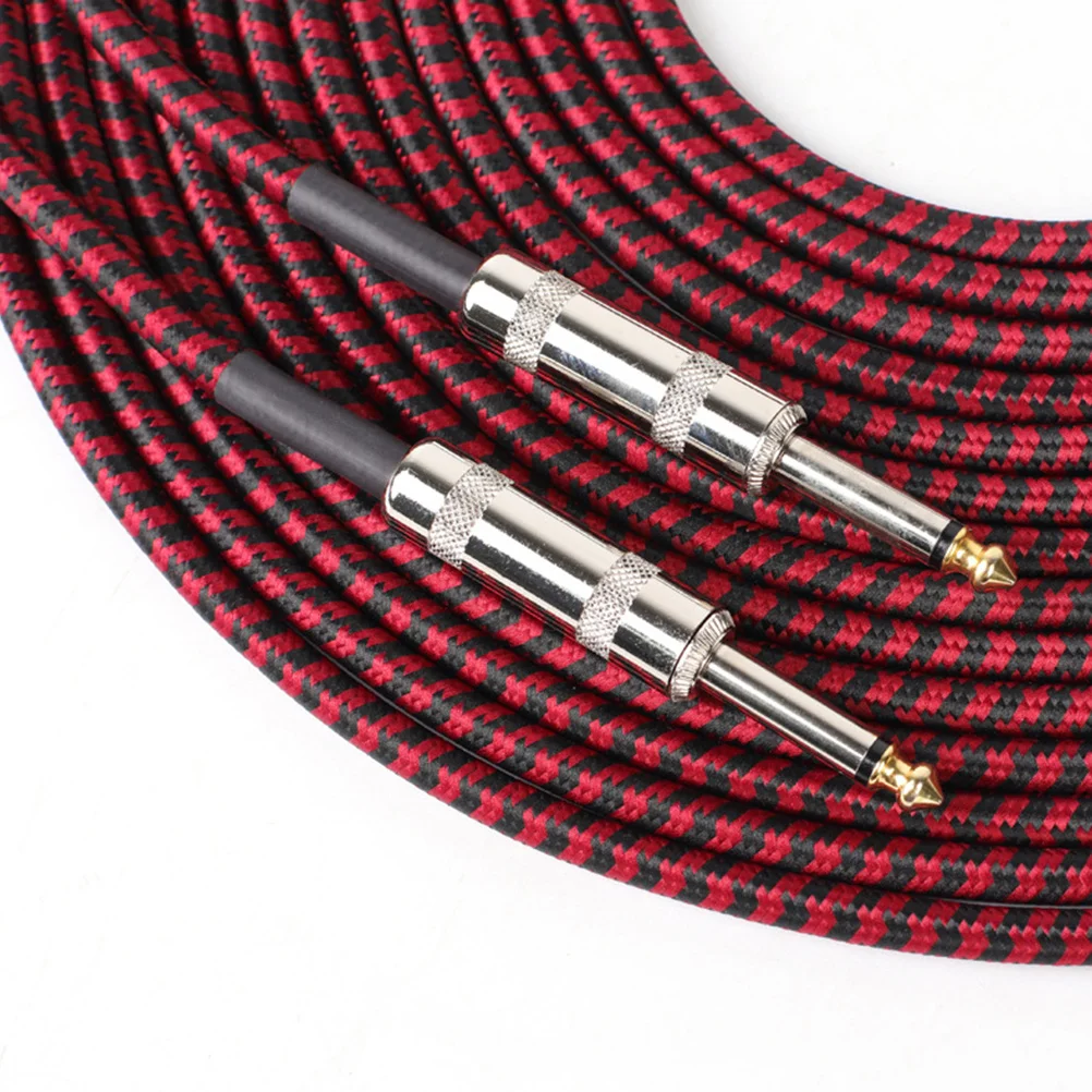 

6m 6.35mm Right Angle Guitar Audio Cable Tinned Copper Core Antioxidation Best Signal Conduction Coil Design Durable Woven Mesh