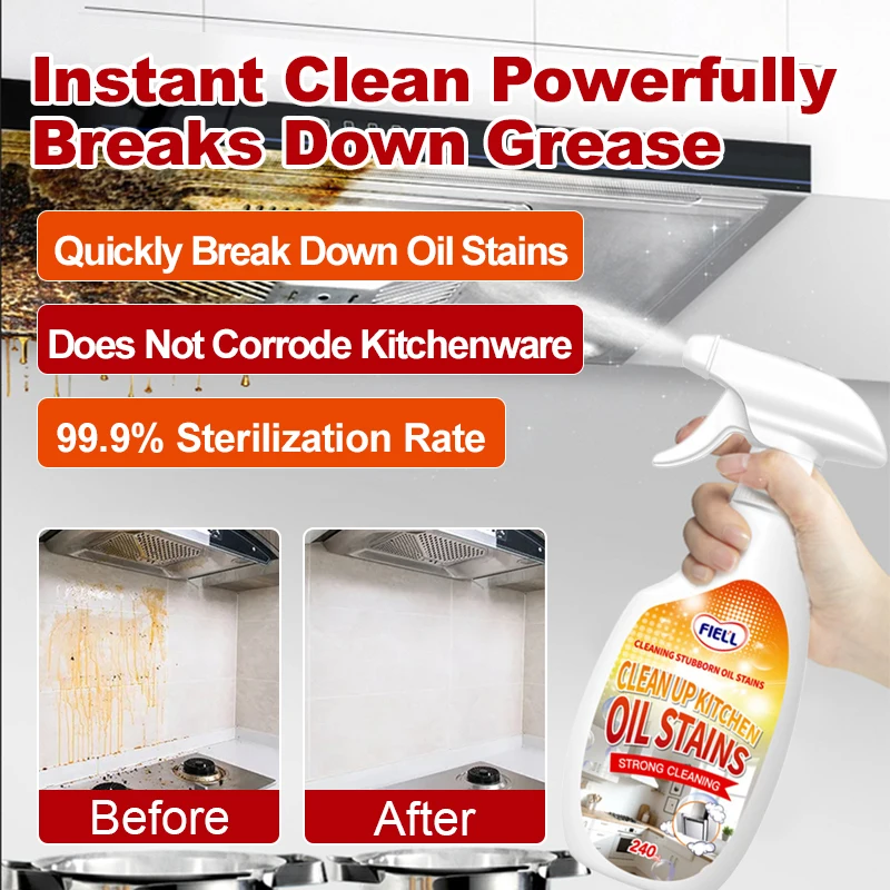 Kitchen Grease Cleaner , Non-harmful to Kitchenware,Universal Powerful Stain Removal,Efficient & Safe for Daily Kitchen