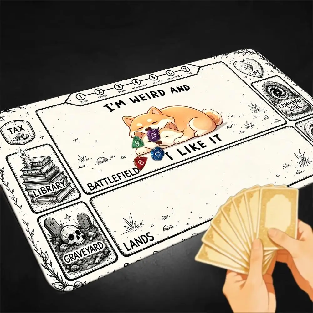 Cute Shiba Inu TCG Card Play mat Magic MousePad Gaming Battle Playmat Card Battles Commander Desk Mats With Complete Zones 35x60