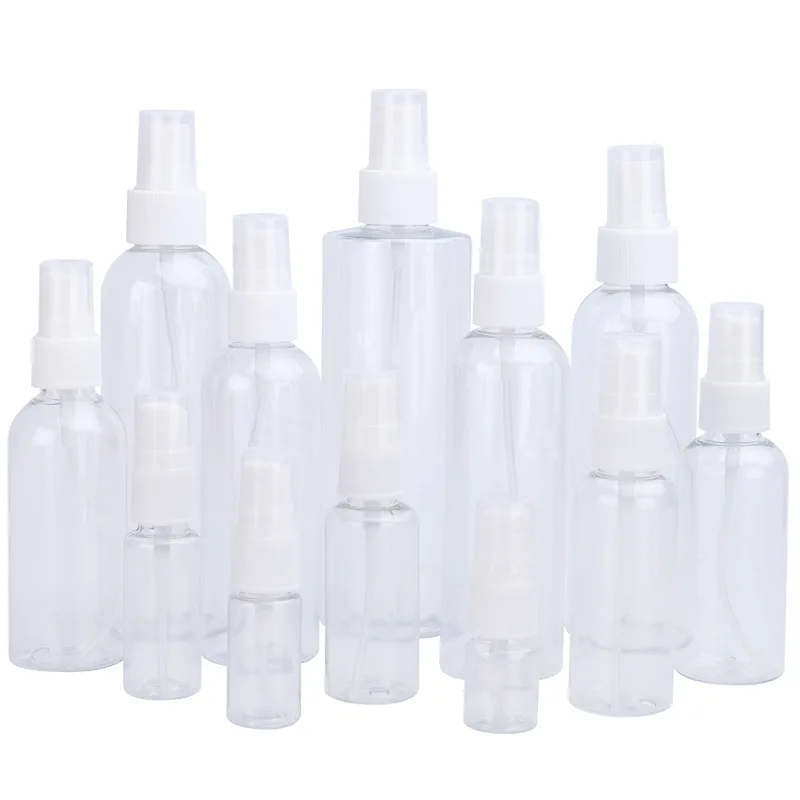 

50PCS/Set 5ml 10ml 15ml 20ml 30ml 50ml 60ml 80ml 100ml Empty Clear Plastic Spray Bottles Fine Mist Refillable Container