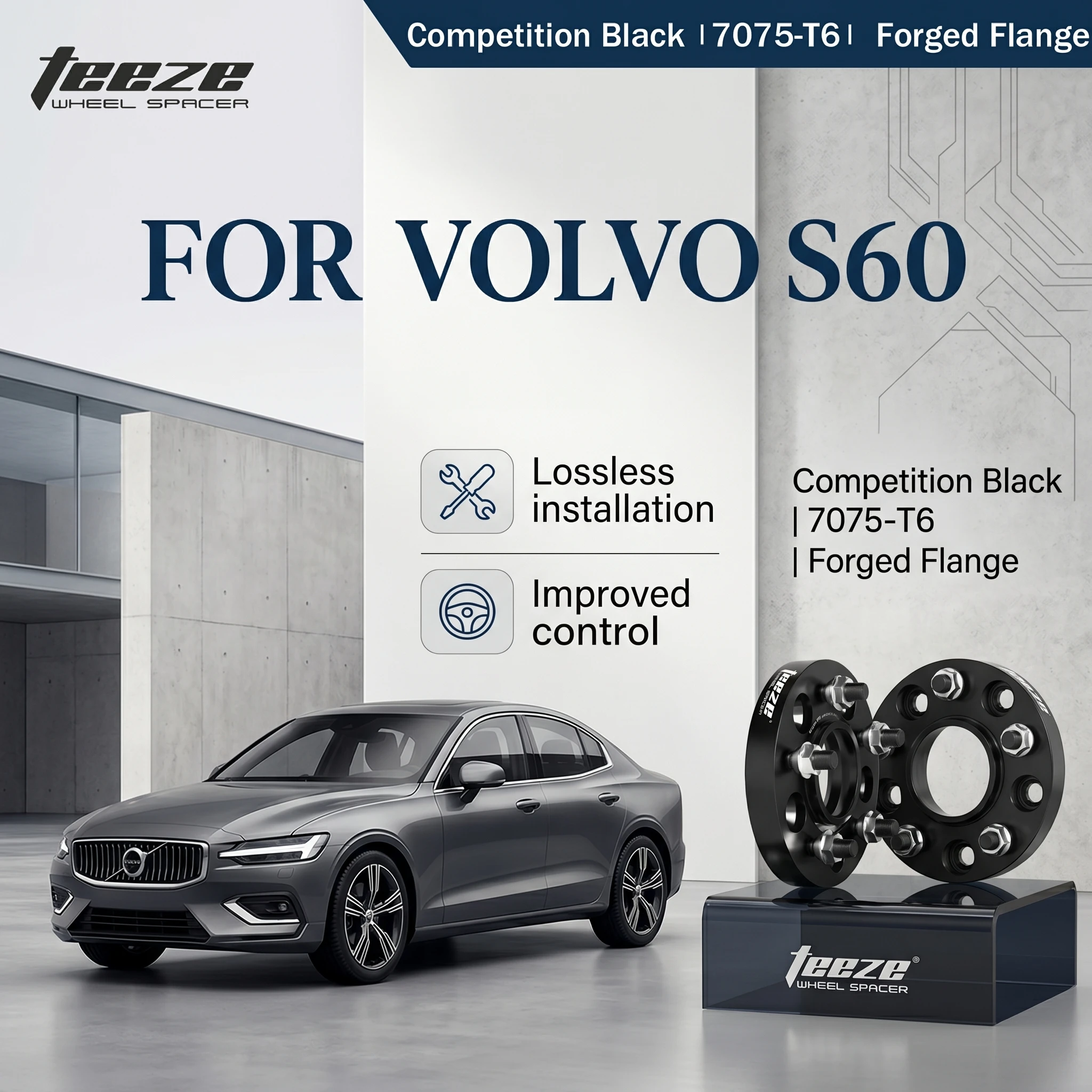 Teeze 2/4pcs 5x108 CB 63.4 M14 x 1.5 Hub Centric Black Forged wheel spacer For Volvo S60 Flange Plate15/20/25/30/35mm
