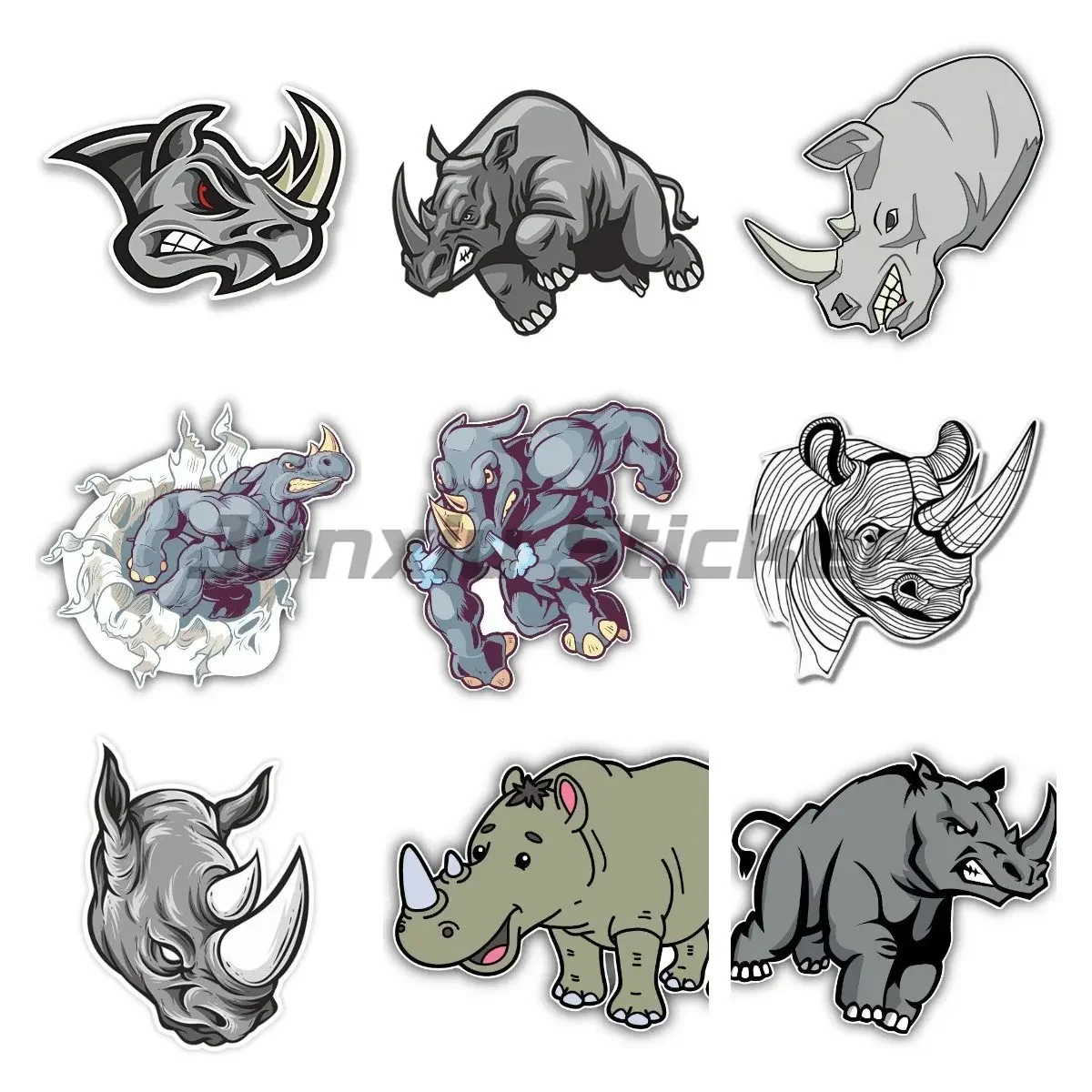 

Angry Rhinoceros Бегемот Виниловые наклейки для автомобиля Холодильник Ноутбук Мотоцикл Украшения Аксессуары Водонепроницаемые и солнцезащитные наклейки