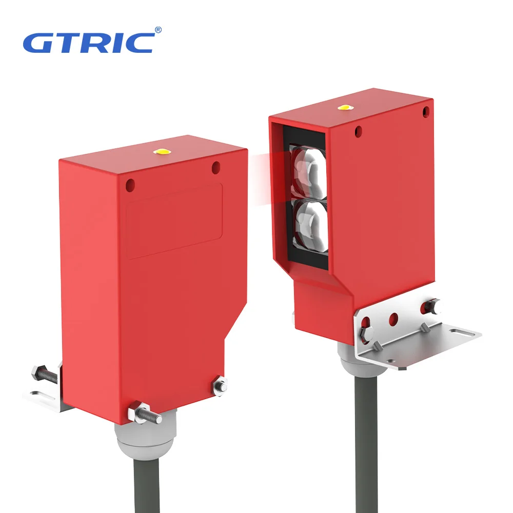 GTRIC Square Photoelectric Switch Photoell Infrared Sensor Through-beam 10m Distance IP67 Waterproof 24-220V AC/DC E3jk Series