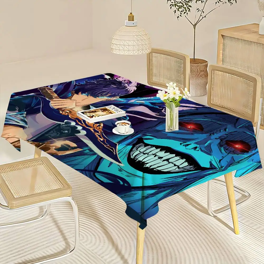 Anime Solo Leveling Rectangular Tablecloths Washable Wedding Party Kitchen Dining Living Room Birthday Decoration Table