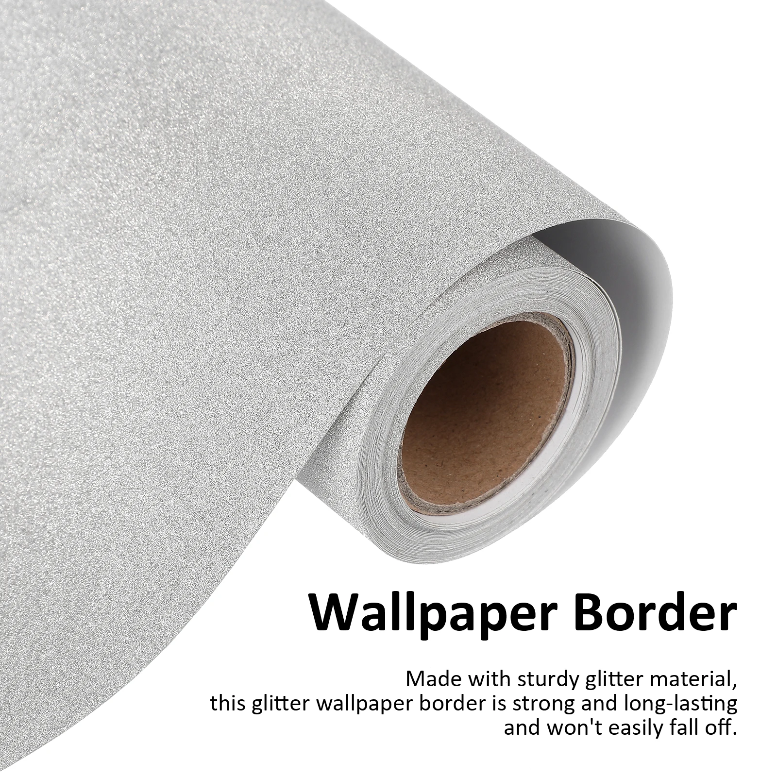 

Glitter Wallpaper Border 13CMx5M Silver Decorative Stickers Peel Stick Home Trim Frame Wall Furniture DIY Craft