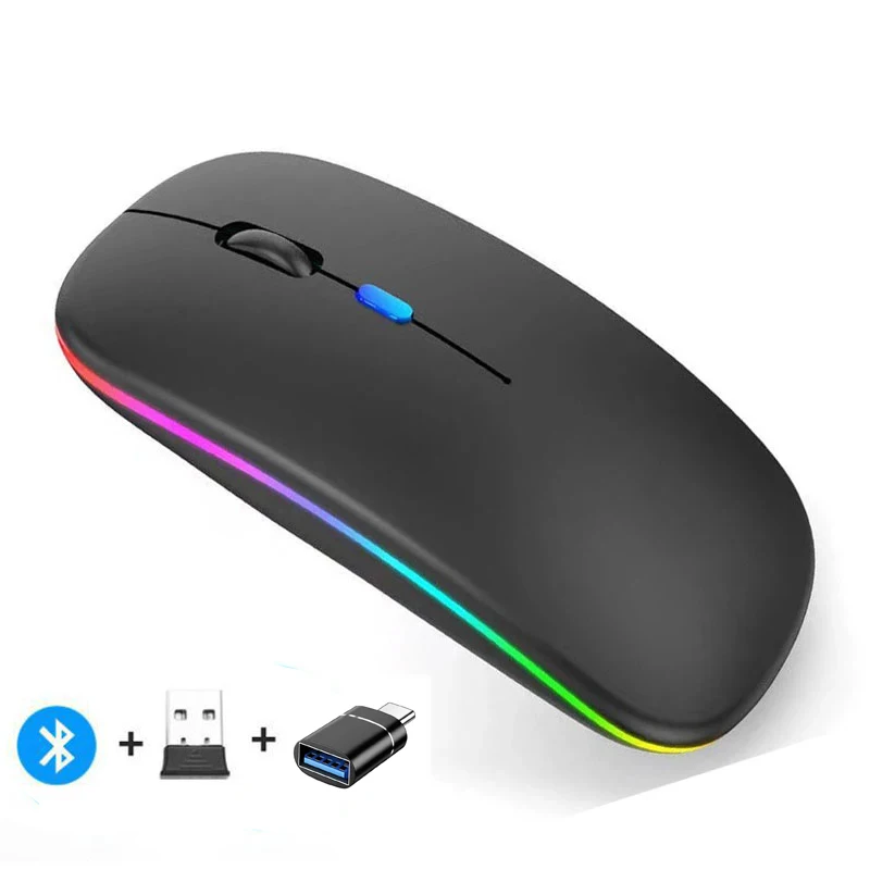 Oplaadbare draadloze muis Bluetooth-compatibele 2,4 GHz dubbele modi computermuizen met nano-ontvanger voor pc-laptop Macbook