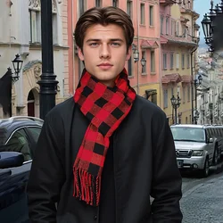 Trendy Plaid Cashmere Scarf Tassel Shawl Man Stripe Pashmina Warm Blanket Winter Scarf Outdoor Neckscarf High Quality Scarf