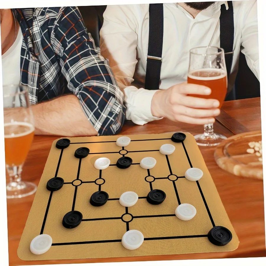 

1pc Nine Mens Morris Board Game drink game Christmas game gift - Family Fun Logic Checkers for Picnics