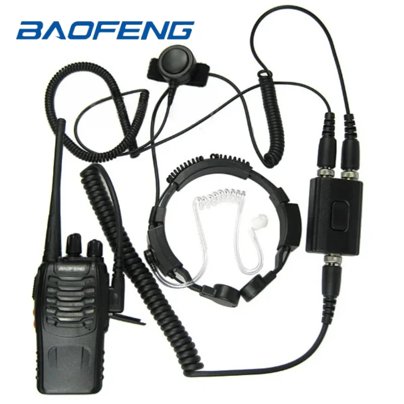 

FBI Heavy Duty Tactical Military Throat Mic Headset Earpiece for BAOFENG UV5R Plus BF-F8+ Kenwood Walkie Talkie Radio Headset