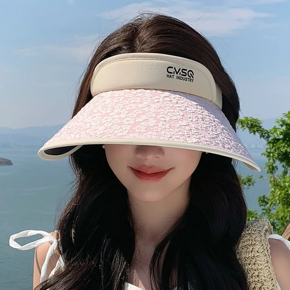 Empty Top Empty Top Hat New Wide Large Brim Sequin Sun Hat UV Protection Casualv Beach Hat Outdoor