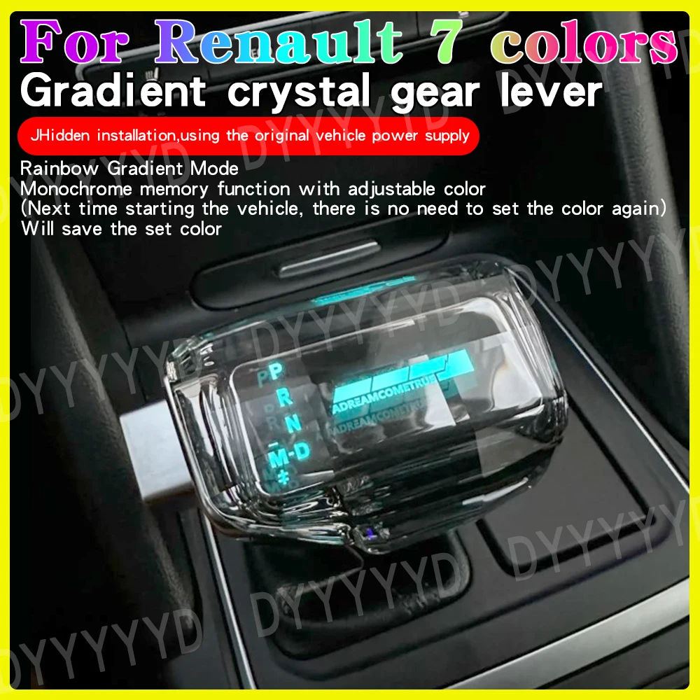 LED Crystal Gear Shift Knob for Renault Koleos Kadjar 2015-2021 Scenic Captur Megane 4 Talisman Automatic Gear Rod Lever Shifter