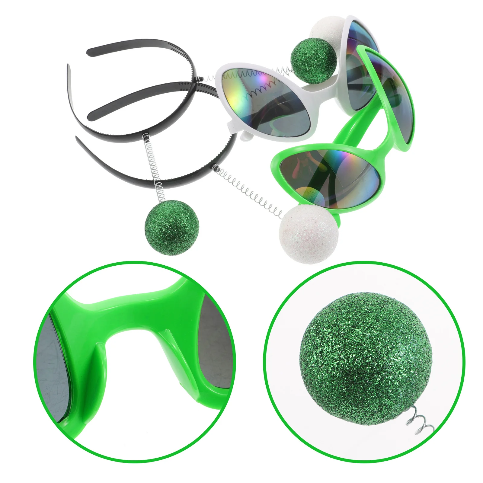 1세트 화성 안테나 머리띠 반짝이 재미있는 의상 안경 가벼운 헤드피스 우주 테마 파티 할로윈 코스프레용