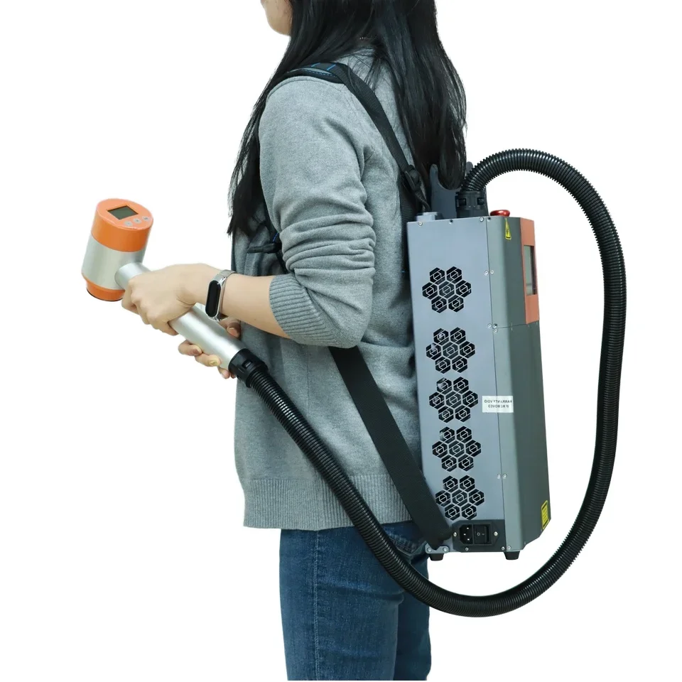2025 Portable Hand-Held Laser Cleaner Fiber Laser Cleaning Machine Small Backpack Cleaning Machine for Metal
