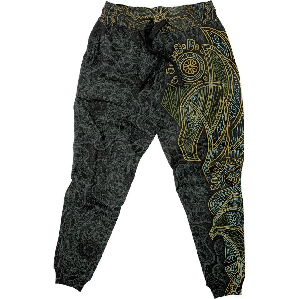 

Men's Viking Retro Raven God 3D Printed Casual Pants Fashion Autumn and Winter Warm Pants Drawstring Sports Pants