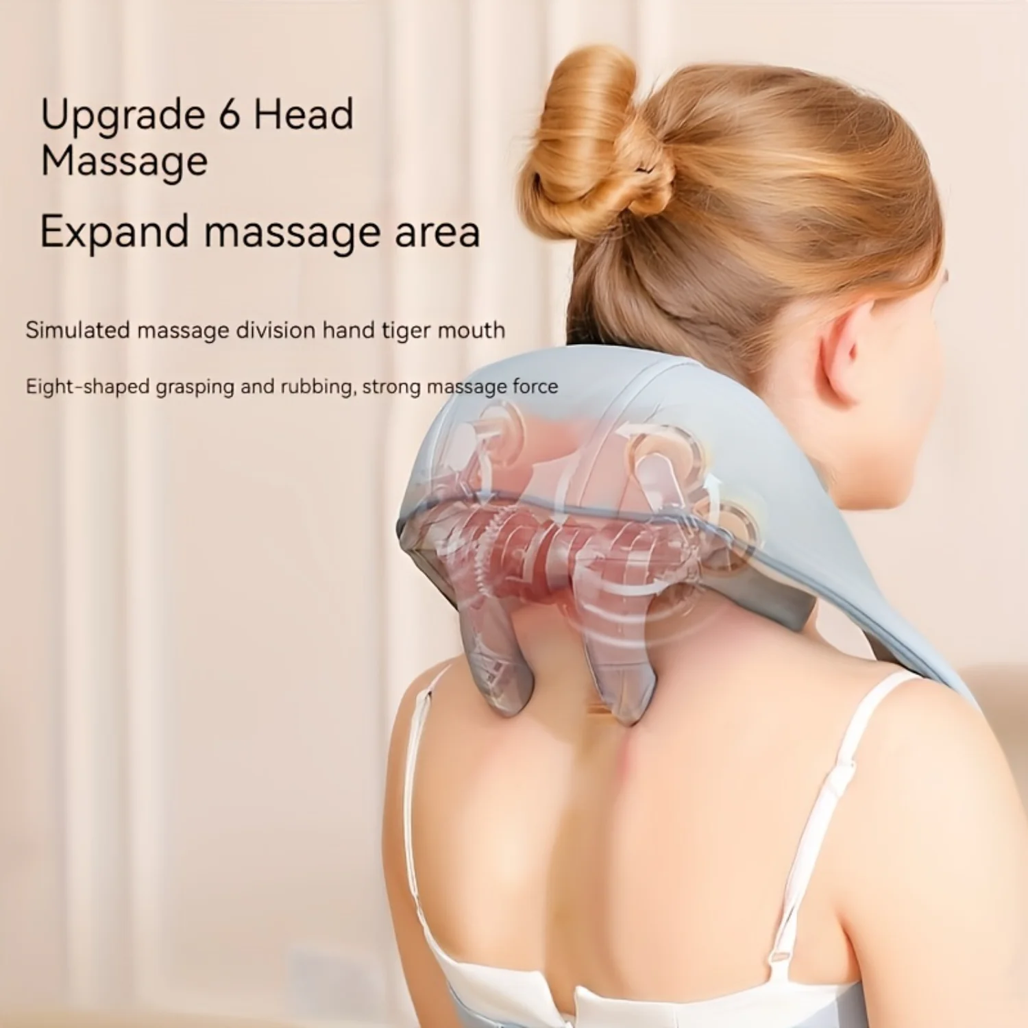 Neck Massager,  Rechargeable Massage Cushion Pillow, 3D Heated Deep Tissue Kneading - Perfect For Relaxation At , Office, Travel