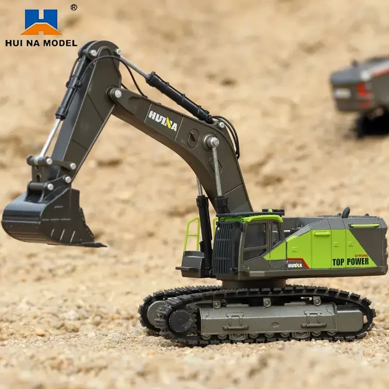 1:50 Huina Simulation Alloy Excavator Toys for Boys Fall-Resistant Crawler Alloy Engineering Vehicle Hand Hook Machine Model Car