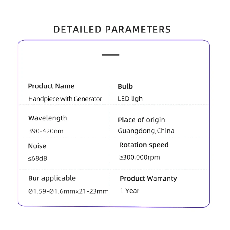 Dental High Speed Handpiece Surgical UV Purple Light Caries Detection Handpiece E-generator Air Turbine Handpiece 2/4 Holes