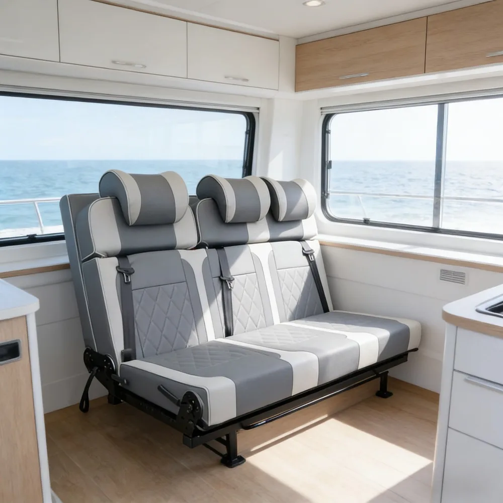 Custom Leather Fold To Bed Seats Wholesale - Sturdy Fit for RV & Camper Van Ideal for Long Trips & Commercial Transportation