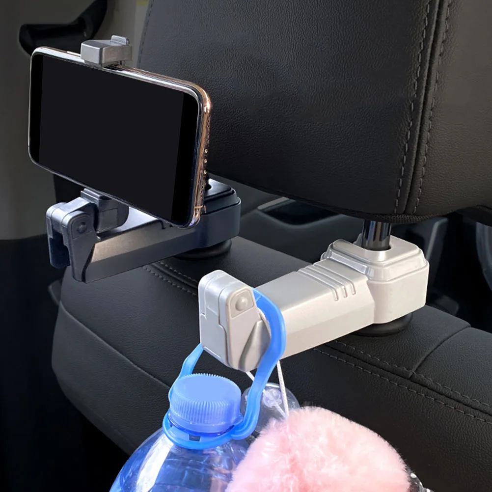 

Car Headrest Hook Phone Holder Abs Material Sturdy Scratch-Proof Hidden Extension Arm Multi-Functional Seat Back Hanger