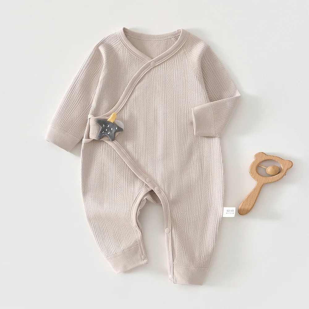 

Newborn Baby Clothes Boy Long Sleeve Romper 100% Cotton Solid Color Spring Autumn Hospital Baby Girl Jumpsuit 0 6 Months
