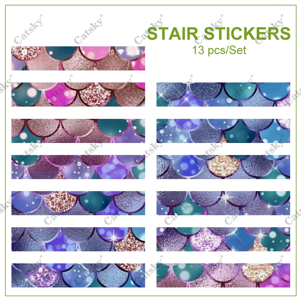 Colored Fish Scales Stair Stickers Self Adhesive Staircase Sticker for Stairway Covering Home Renovation Staircase Decor Tread