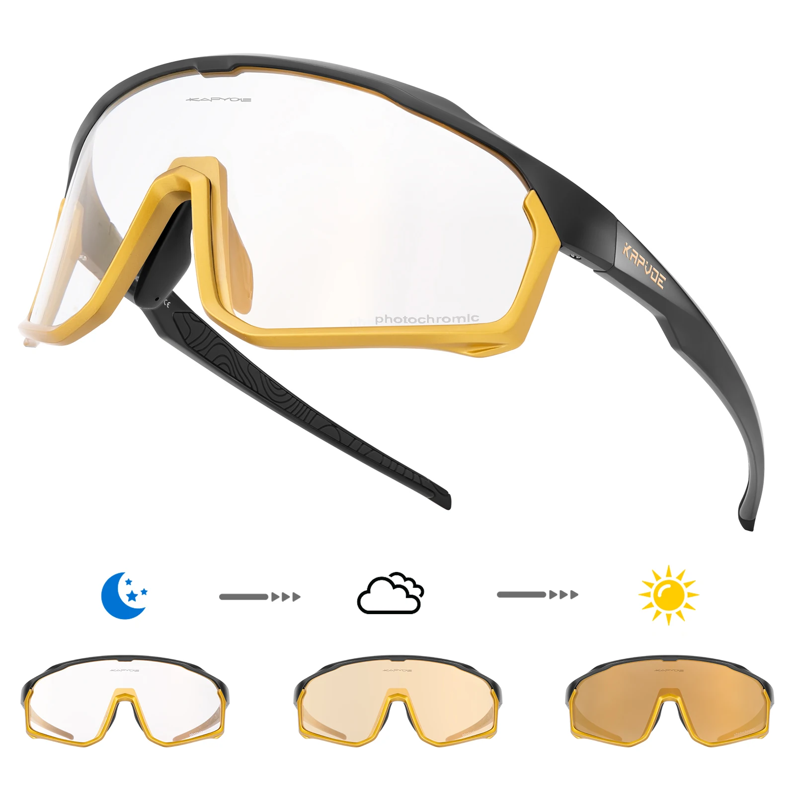 KAPVOE Lila Golden Rot Photochrome Fahrradbrille Reiten Fahren Laufen Sportbrille UV400 Schutz MTB Fahrradbrille
