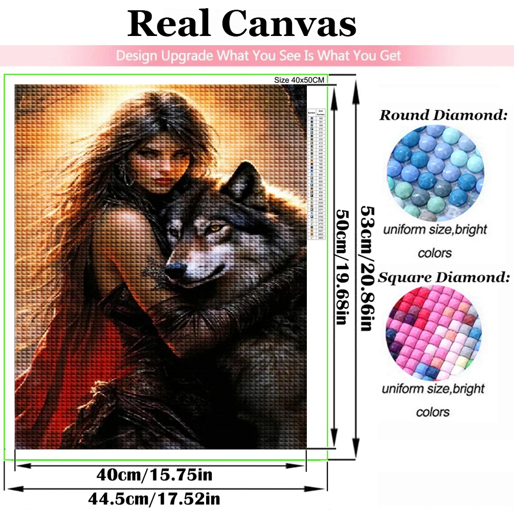 New Diamond Painting Cross Stitch Woman and Wolf Full Square 5D DIY Diamond Embroidery Mosaic Set Crafts Home Decoration Gift