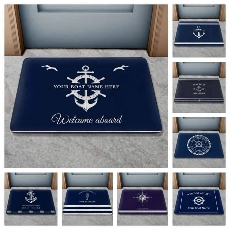 VIKAMA Nautical-Style Entryway Doormat Durable, Slip-Resistant Hallway Bathroom Rug Perfect For Beachside Vacation Rentals