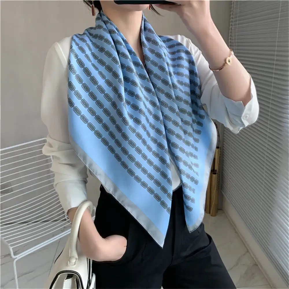 Fashion Plaid Scarves Women's Folar Classic Geometric Totem Scarves 90x90cm Square Scarves Muslim Headscarves Neck Headscarf