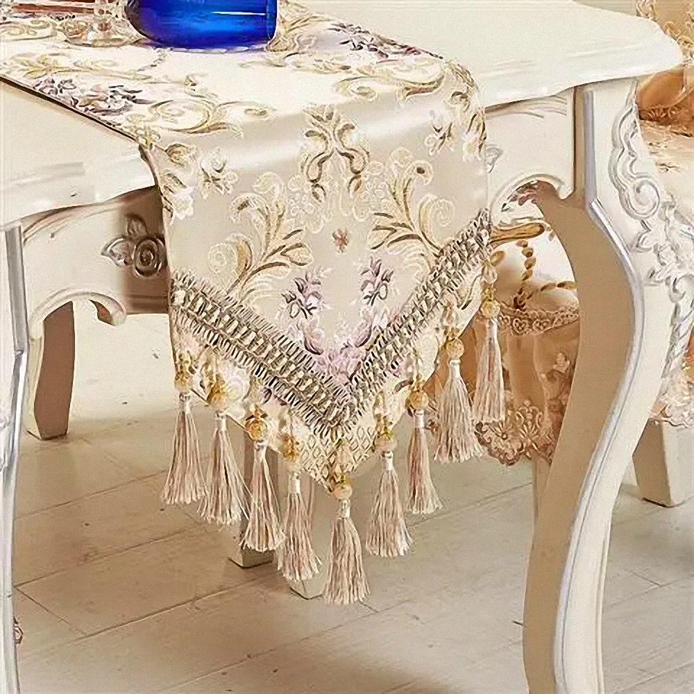 

Luxury Jacquard Table Runner Table Cover Fine Dining Restaurant Wedding Table Decor European Embroidered Jacquard Tablecloth D4