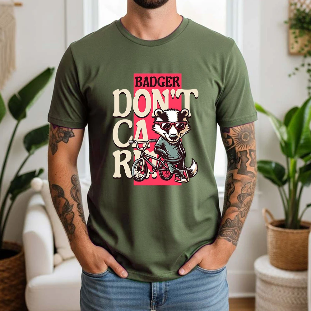 New Summer Men's 100% Cotton T-Shirt Cool Badger BMX Streetwear Casual Breathable Short Sleeve