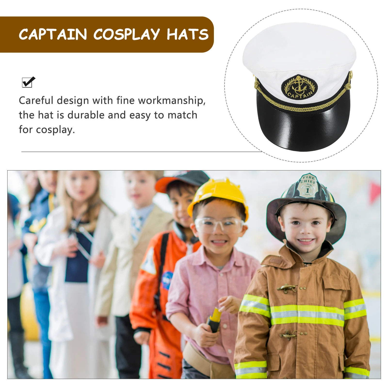 

Performance Hat Sailor Costume Cotton Hats for Wedding Party Cosplay Sun Protection Captain Prop Long-lasting Comfortable Shape