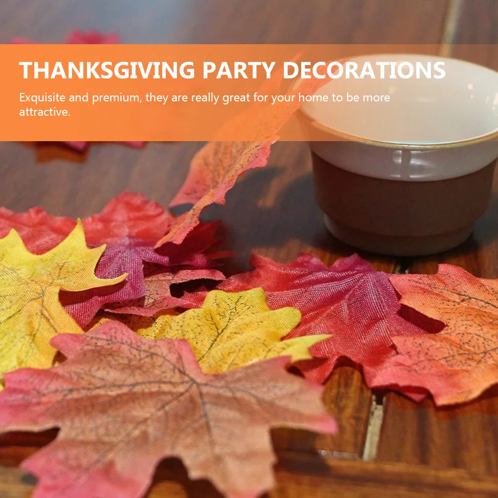 

600Pcs Fake Maple Leaves Premium Cloth Material Autumn Party Ornament Wedding Decoration DIY Scene Props Home Garden Decor