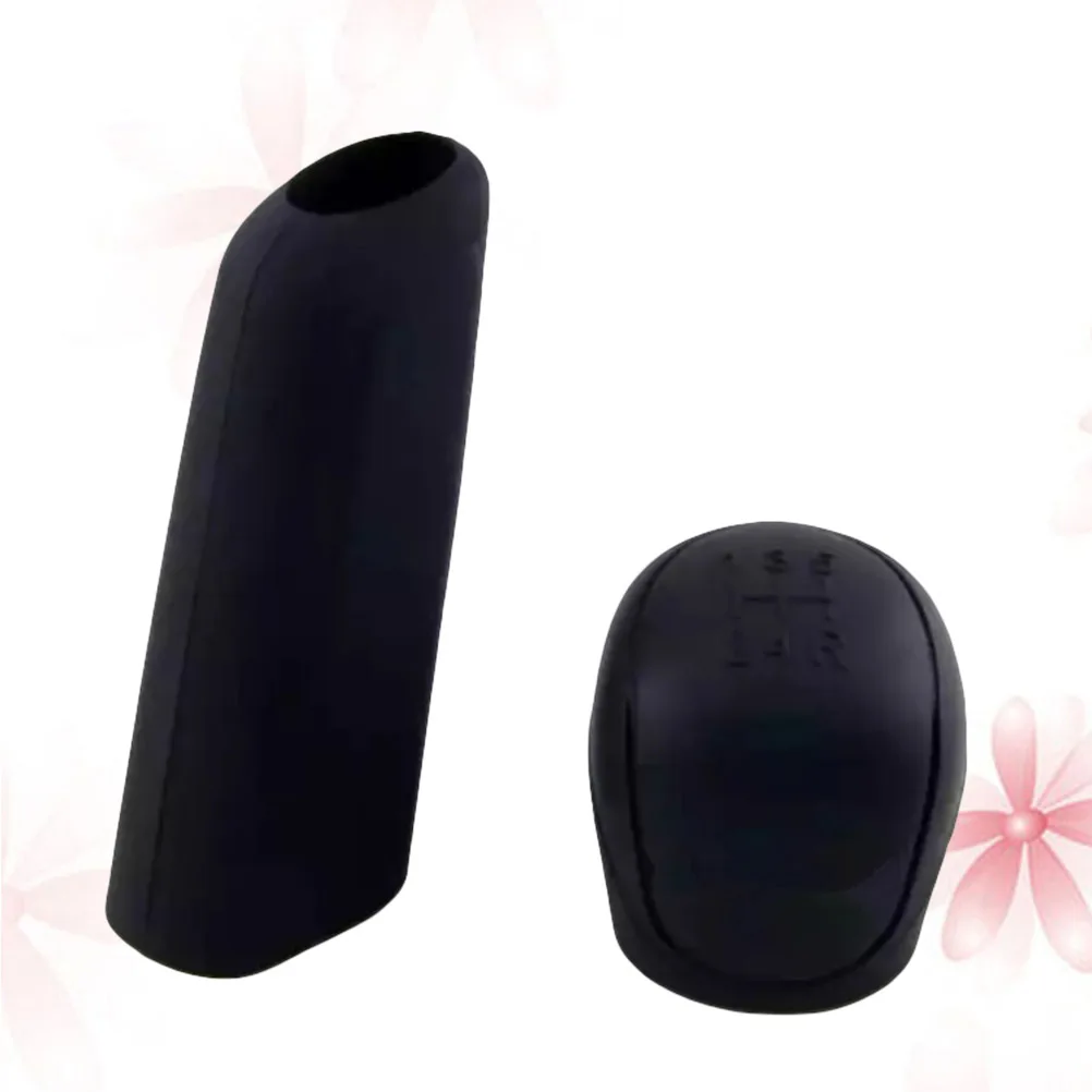 

2 Sets Silicone Car Gear Knob Cover Hand Brake Protector Oval Dustproof Shifter Handle Durable Scratch Resistant Easy Install