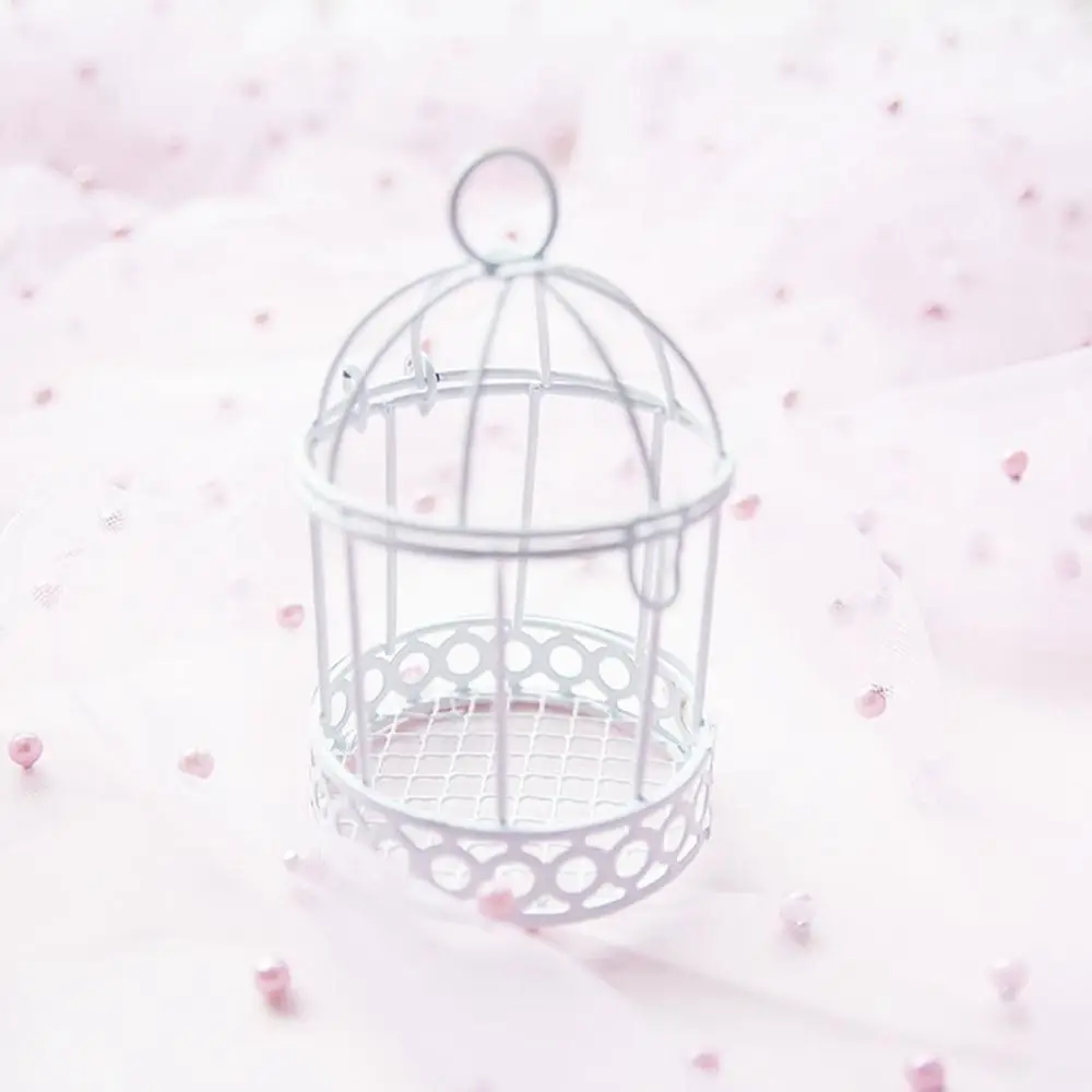 

Durable Bird Cage Mini Bird Cage Cute Macaron Bird Cage Storage Box Portable Iron Craft Desk