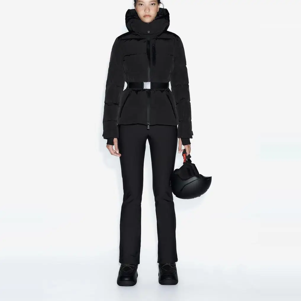 Warm Cotton Ski Jaet with Belt Collar Youth Faion Thiened Long Sve Zipper Closure  Color Men's Winter Coat