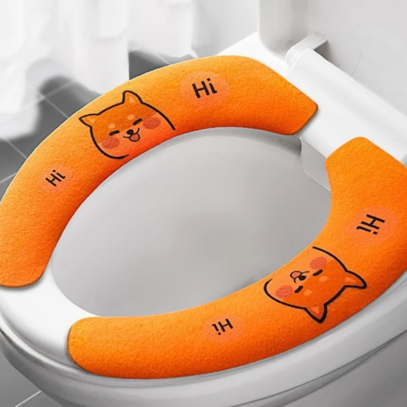 Soft Cartoon Washable Seat Cushion Toilet Adhesive Seat Cushion Bathroom Heater Seat Cover Universal Toilet Sticker