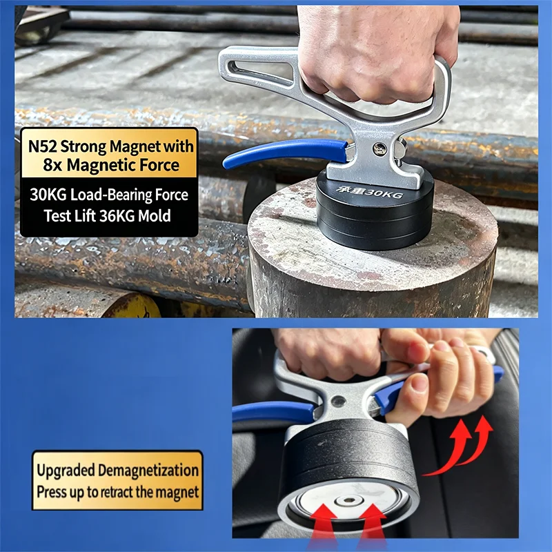 30KG Strong Magnetic Pickup Tool Load Handling Suction Cup for Iron Plate Steel Mold Laser Cutting Feeder Lifting Magnet