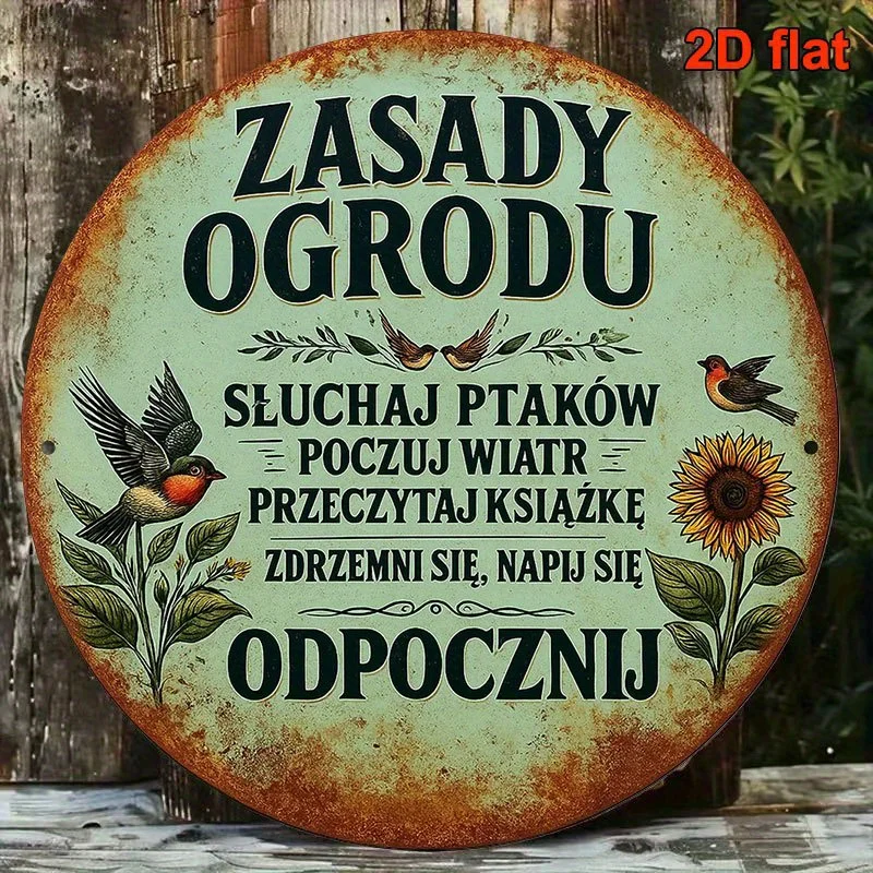 2D Flat, 1pc 2D Flat, Round Wooden Sign, Vintage 