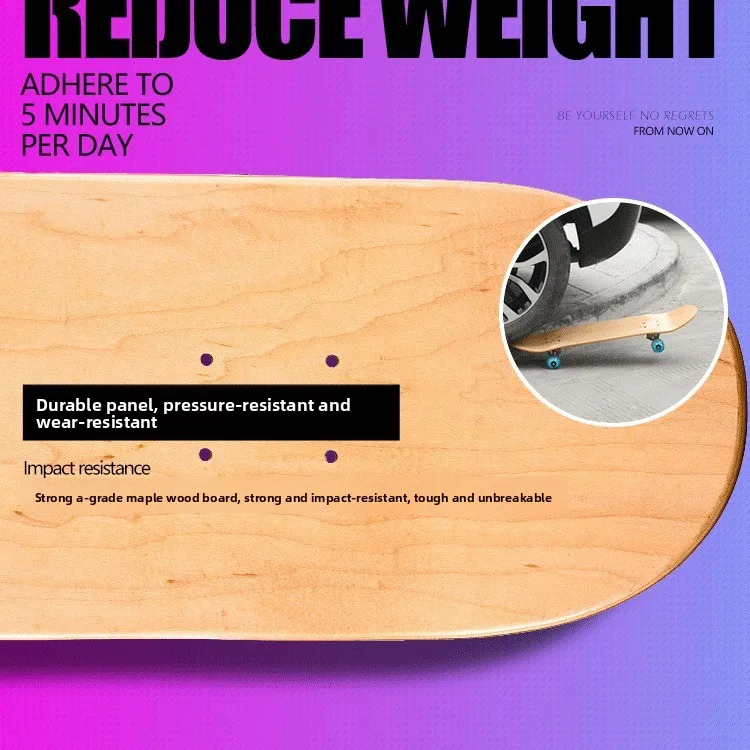 31 Inch Maple Double Rocker Concave Four-wheel Skateboard Professional Beginner Highway Adult Street Frosted Front Heat Transfer