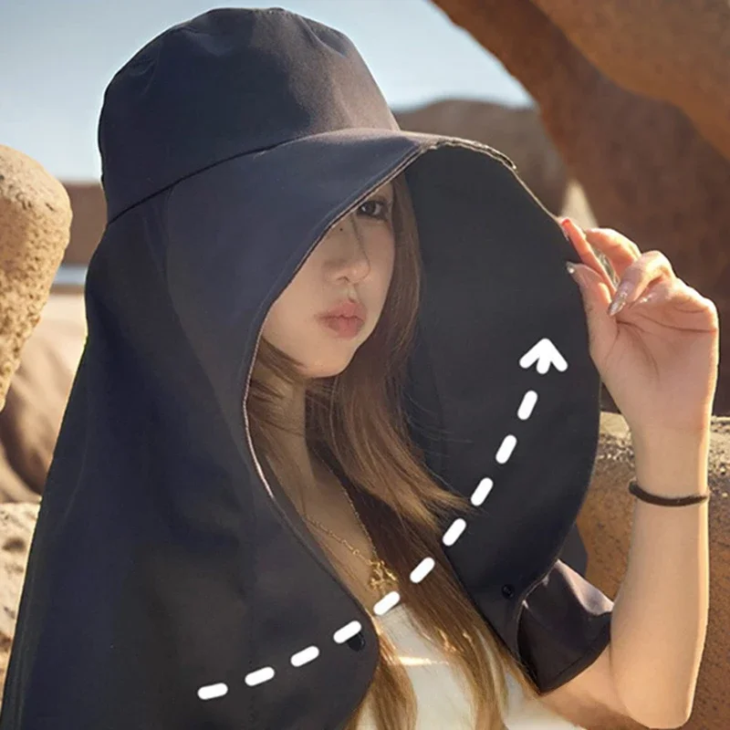New Sun hat Summer Sunshade Visor Big Hat Outdoor Sunprotection Fishing Hiking Neckprotection Shawl Bucket Hats Sun Supplies image 4