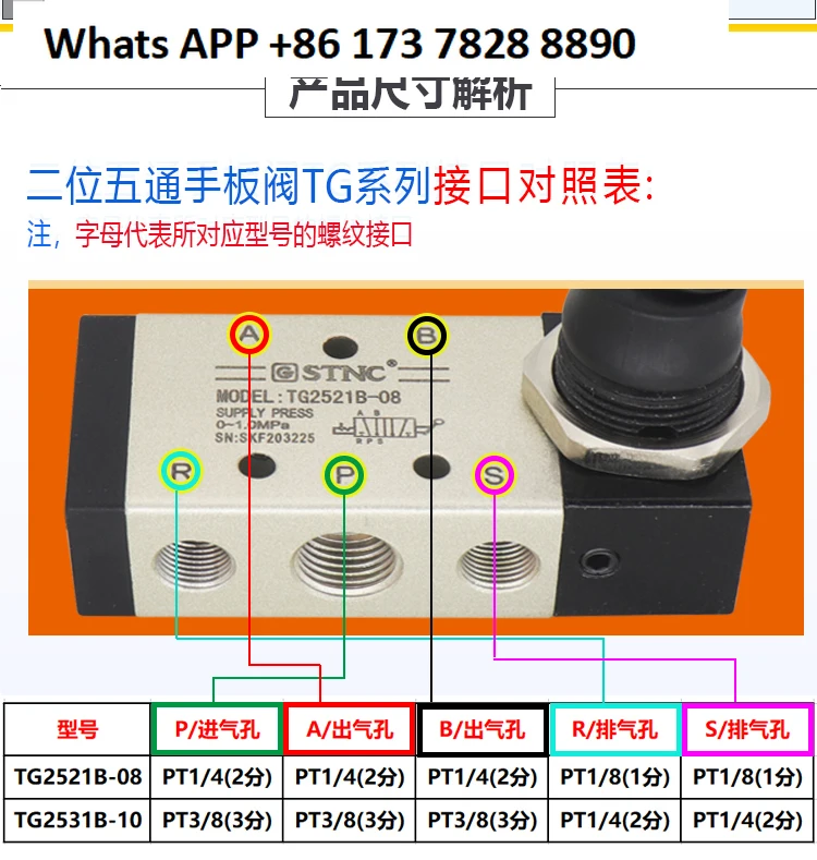 الأصلي STNC سونو Tiangong موقفين خمسة اتجاهات صمام يدوي هوائي TG2531B-10 صمام مفتاح اليد TG2521B-08 #6