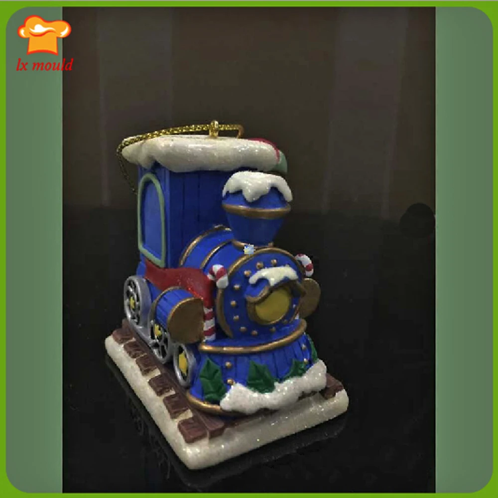 Driving Locomotive Elf Silicone Mold Christmas Chocolate Cake Decoration Mould DIY Soap Candle Plaster Molds 3D Locomotive Boy