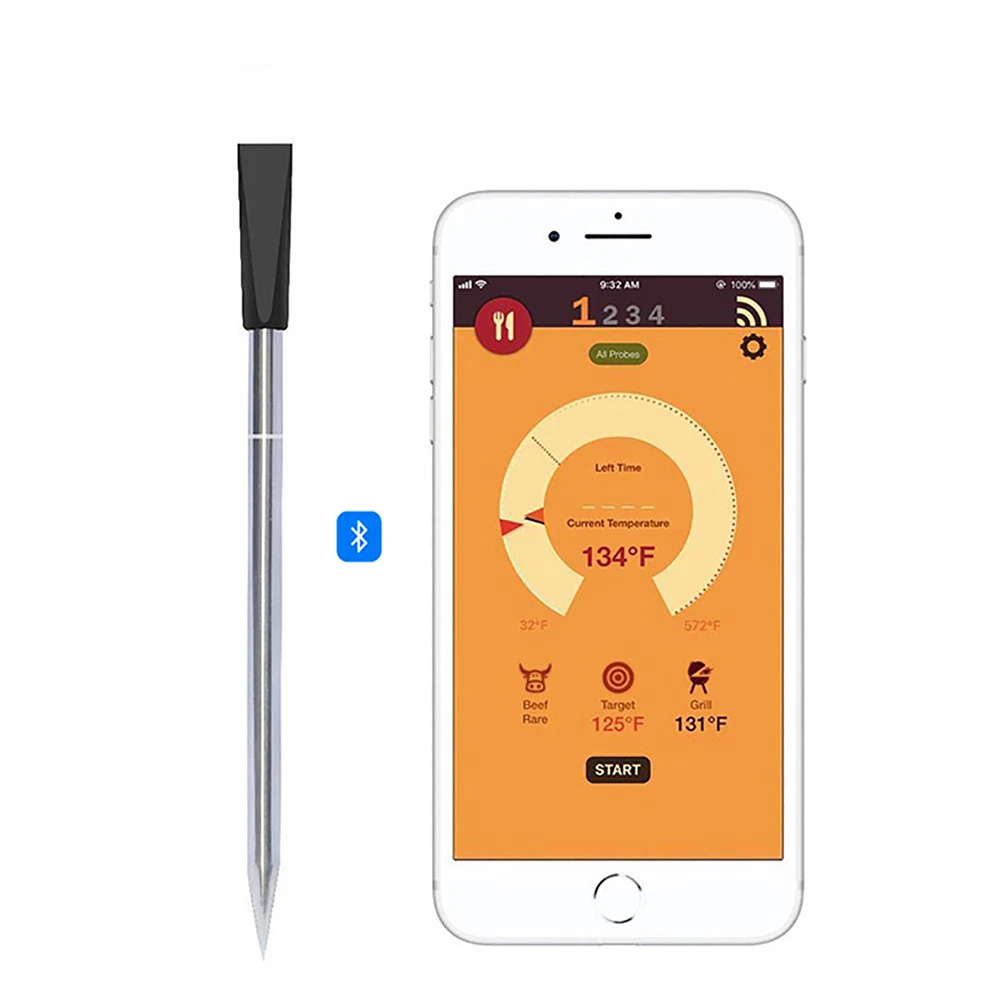 

Беспроводной Bluetooth-термометр для барбекю, кухонный смарт-термометр для обжарки пищи в духовке, с приложением
