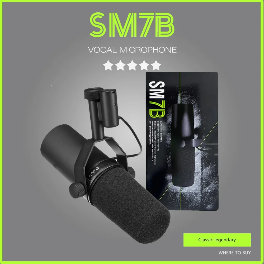 SM7B Cardioid Dynamic Microphone Sm7b 7B Studio Selectable Frequency Response Microphone for  Live Stage Recording Podcasting