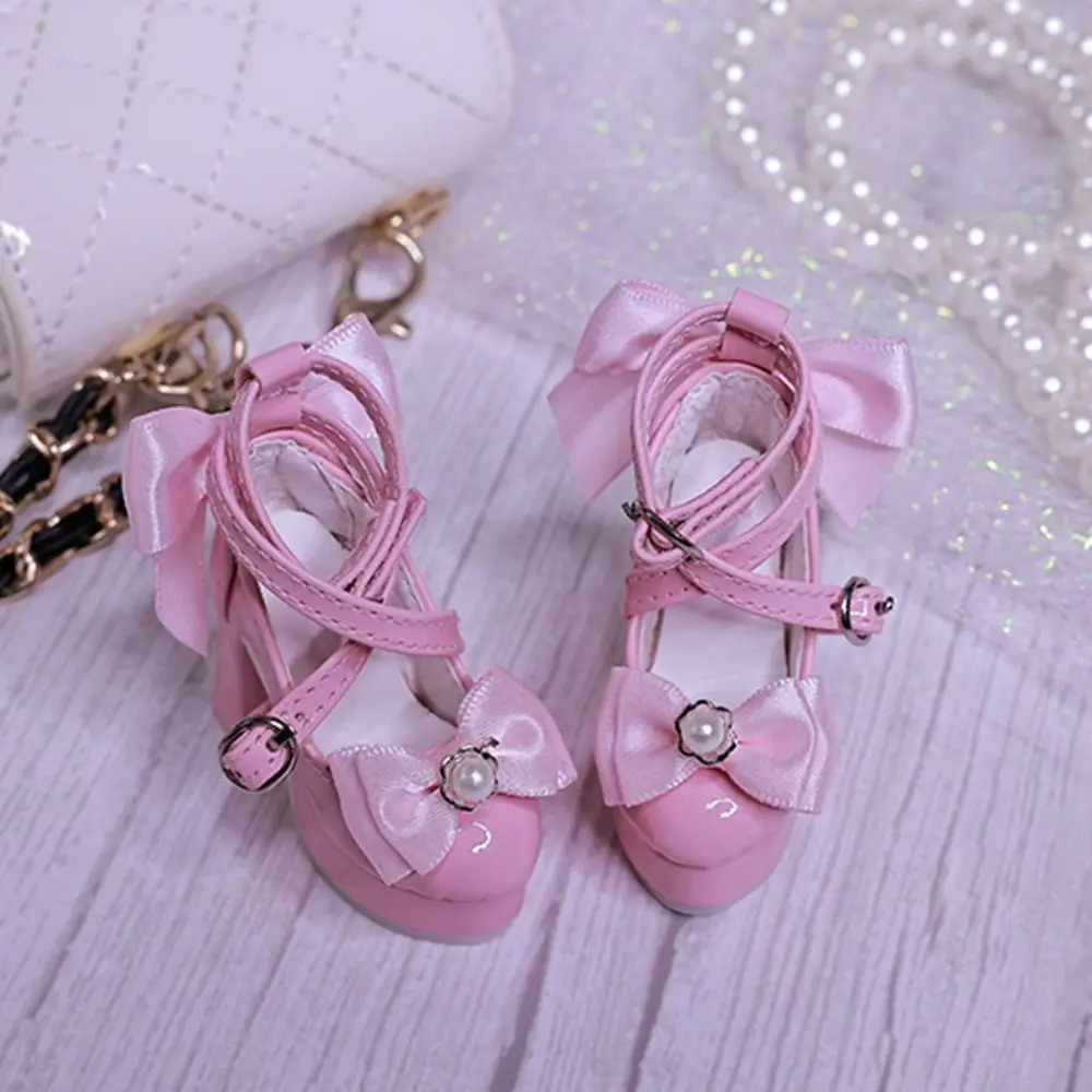

1 Pair 1/3&1/4 BJD Bowknot High Heels Pearl Heightened Doll's Shoes Delicate Mini Dress Up Doll Shoes Children's Gift
